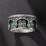 Personalized Sterling Silver Gothic Cathedral Vintage Marquise Birthstone Spinning Ring with Name Dainty Jewelry Anniversary Birthday Gift for Men
