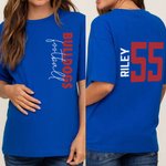 Personalised Multicolour Faux Glitter Football T-shirt Sweatshirt Hoodie with Name and Number Game Day Birthday Gift for Family