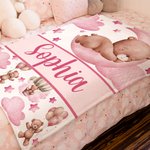 Oso Durmiente Personalizado Nube Luna Estrella Suave Manta con Nombre Decoración del Hogar Regalo de Cumpleaños para Adolescentes Niños