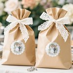 Etiquetas adhesivas personalizadas con el nombre y la fecha de la boda para novios recién casados