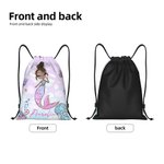 Personalisierte Adorable Mermaid Portable Drawstring Rucksack Tasche mit Namen täglichen Gebrauch Reisezubehör Geburtstag Geschenk für Mädchen