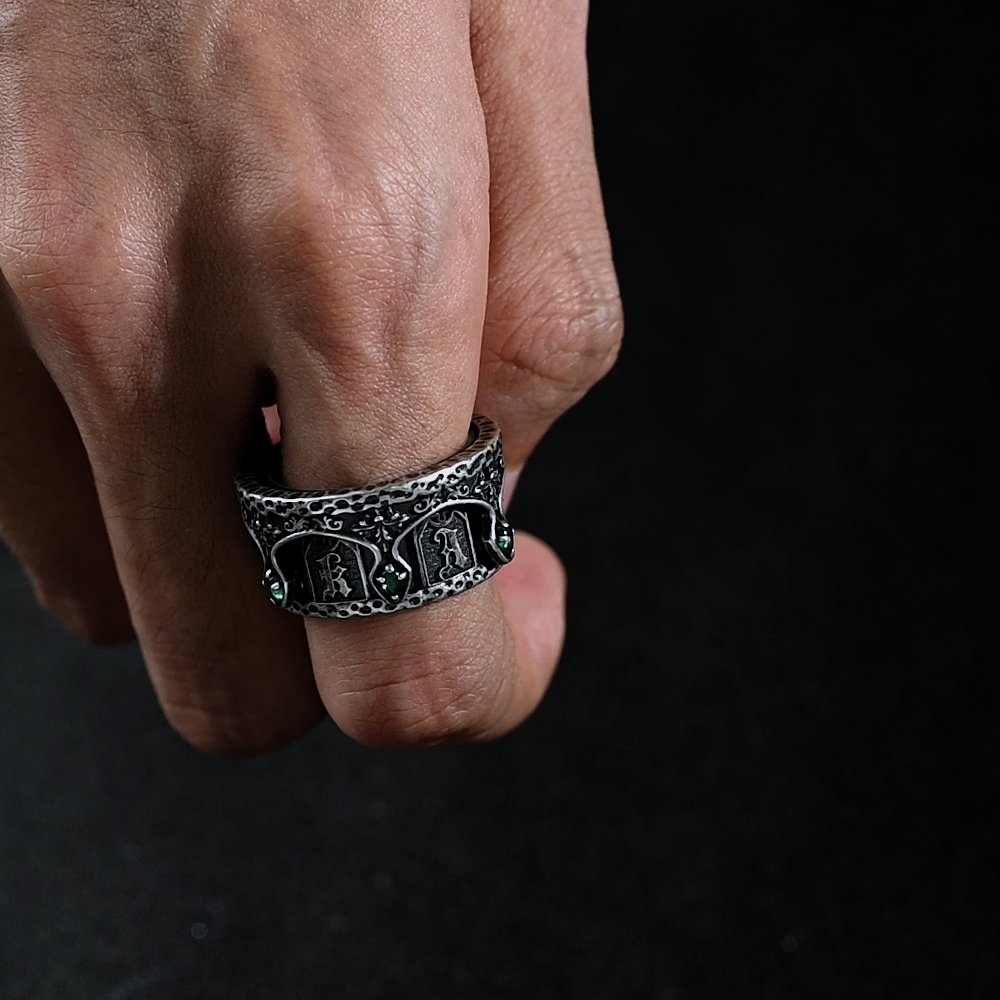 Personalized Sterling Silver Gothic Cathedral Vintage Marquise Birthstone Spinning Ring with Name Dainty Jewelry Anniversary Birthday Gift for Men 5