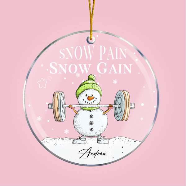 Gepersonaliseerd sneeuw pijn sneeuw winst sneeuwpop gewichtheffen acryl opknoping ornament met naam boom decoratie kerstcadeau voor familie vrienden