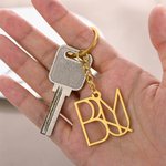 Personlig Namn Logo Monogram Charm Nyckelring Unik Jubileum Födelsedagspresent för Kvinna Man