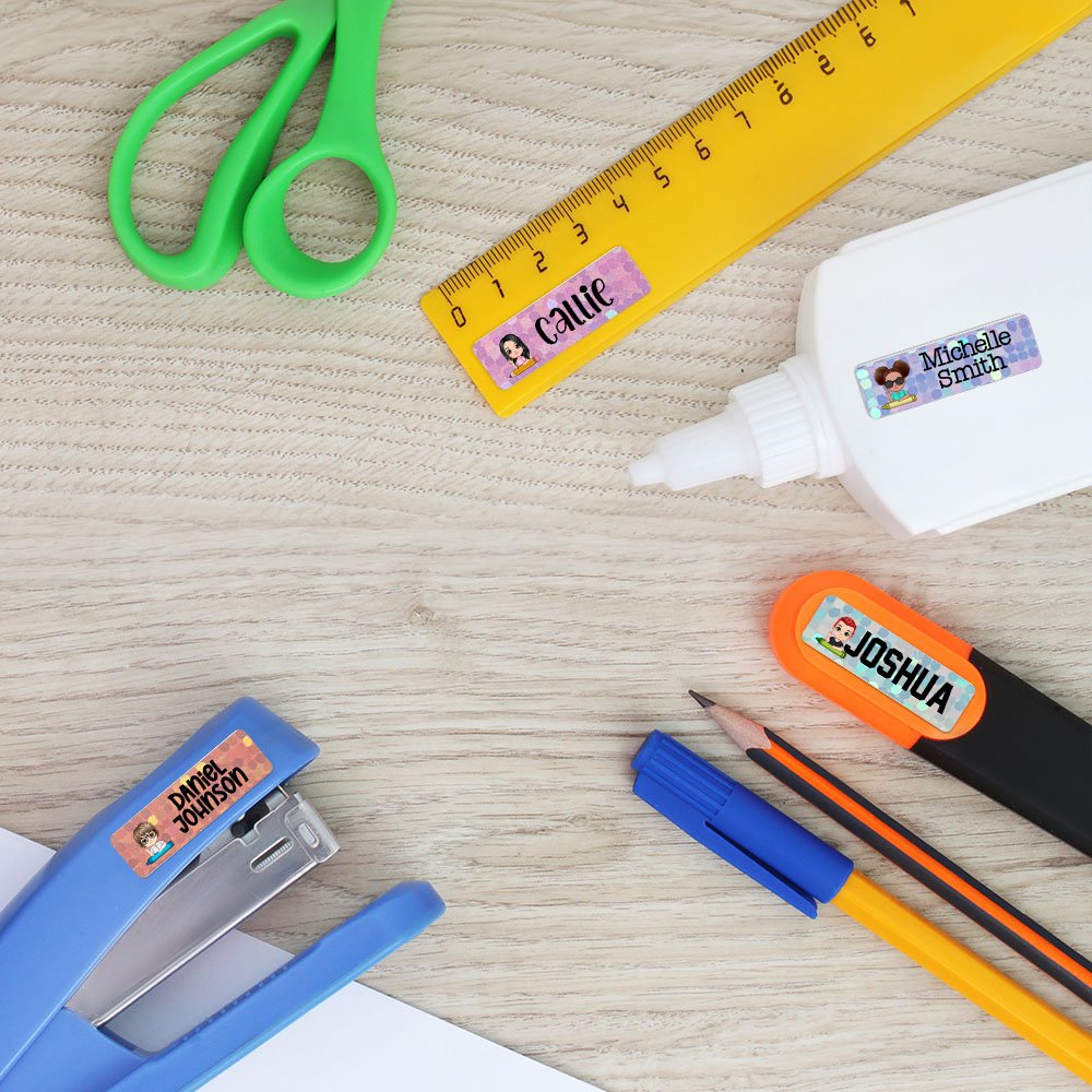 Autocollants nominatifs holographiques personnalisés pour enfant