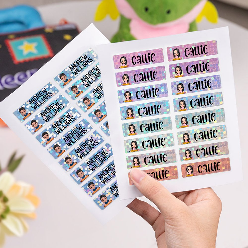 Autocollants personnalisés avec prénom et personnage de dessin animé pour enfant