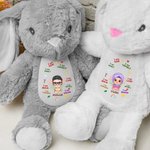 Personalisierte Ich bin freundlich intelligente mutige geliebte Cartoon Kind Charakter niedlich Plüschhase Spielzeug mit Namen Ostern Kindertag zurück zu Schule Geschenk für Jungen Mädchen