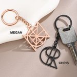 Personlig Namn Logo Monogram Charm Nyckelring Unik Jubileum Födelsedagspresent för Kvinna Man