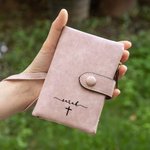 Personalizada Cruz Nombre tríptico de cuero de la PU Cartera con pulsera y titular de la tarjeta de regalo de aniversario para las mujeres cristianas