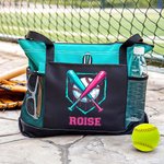 Personalised Drip Baseball Large Oxford Tote Bag with Text and Mesh Pockets Sports Essential Game Day Gift for Baseball Players
