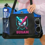Personalised Drip Baseball Large Oxford Tote Bag with Text and Mesh Pockets Sports Essential Game Day Gift for Baseball Players