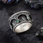 Personalized Sterling Silver Gothic Cathedral Vintage Marquise Birthstone Spinning Ring with Name Dainty Jewelry Anniversary Birthday Gift for Men