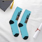 Personalized Graduation Hat Photo Congrats Grad Soft Multicolor Crew Socks with Name Celebration Graduation Gift for Graduates Classmates