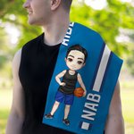 Gepersonaliseerde basketbal Cartoon Karakter Super Absorberende Wafel Sport Handdoek met Naam en Monogram Team Spel Verjaardagscadeau voor sportliefhebber