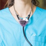 Personalised Glitter Heart Nurse Cap Concealed Snap Stethoscope ID Tag with Name Job Title Nurses Week Appreciation Birthday Gift for Medical Staff