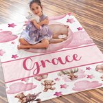 Oso Durmiente Personalizado Nube Luna Estrella Suave Manta con Nombre Decoración del Hogar Regalo de Cumpleaños para Adolescentes Niños