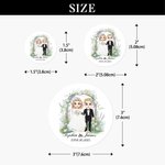 Etiquetas adhesivas personalizadas con el nombre y la fecha de la boda para novios recién casados