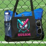 Personalised Drip Baseball Large Oxford Tote Bag with Text and Mesh Pockets Sports Essential Game Day Gift for Baseball Players