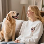 T-shirt Sweatshirt Personnalisé avec Nom et 1-3 Protraits Photos d'Animal Brodés Cadeau Anniversaire pour Amoureux des Chats et des Chiens