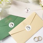 Etiquetas adhesivas personalizadas con el nombre y la fecha de la boda para novios recién casados