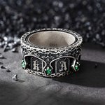 Personalized Sterling Silver Gothic Cathedral Vintage Marquise Birthstone Spinning Ring with Name Dainty Jewelry Anniversary Birthday Gift for Men