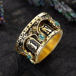 Personalized Sterling Silver Gothic Cathedral Vintage Marquise Birthstone Spinning Ring with Name Dainty Jewelry Anniversary Birthday Gift for Men