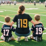 Personalised Multicolour Faux Glitter Football T-shirt Sweatshirt Hoodie with Name and Number Game Day Birthday Gift for Family
