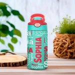 Borraccia da 350 ml personalizzata con nome cannuccia in silicone e coperchio antigoccia regalo per il ritorno a scuola per bambini