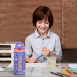 Borraccia da 350 ml personalizzata con nome cannuccia in silicone e coperchio antigoccia regalo per il ritorno a scuola per bambini