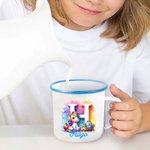 Taza esmaltada personalizada con unicornio de fantasía nombre e inicial de 355 ml regalo de cumpleaños y regreso a la escuela para niños