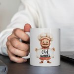 Personalised Cute Cartoon Chef Character Ceramic Mug with Name Cooking Affirmation Birthday Gift for Chef Cooking Lovers