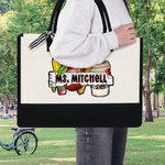 Borsa Tote grande personalizzata con pastello a mela e testo Regalo di compleanno per la festa dell'insegnante