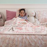 Personalised Floral Cute Elephant Girl Blanket with Name Christmas Birthday Baby Shower Gift for Baby Kid Family