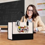 Borsa Tote grande personalizzata con pastello a mela e testo Regalo di compleanno per la festa dell'insegnante
