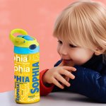 Borraccia da 350 ml personalizzata con nome cannuccia in silicone e coperchio antigoccia regalo per il ritorno a scuola per bambini