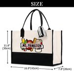 Borsa Tote grande personalizzata con pastello a mela e testo Regalo di compleanno per la festa dell'insegnante