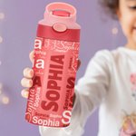 Borraccia da 350 ml personalizzata con nome cannuccia in silicone e coperchio antigoccia regalo per il ritorno a scuola per bambini