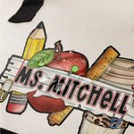 Borsa Tote grande personalizzata con pastello a mela e testo Regalo di compleanno per la festa dell'insegnante