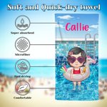 Personalisierte niedlichen Cartoon Schwimmen Kind schnell trocknen weiche überdimensioniert Strand Handtuch mit Namen Sommer Urlaub Strand Party Geburtstag Geschenk für Jungen Mädchen