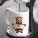 Personalised Cute Cartoon Chef Character Ceramic Mug with Name Cooking Affirmation Birthday Gift for Chef Cooking Lovers
