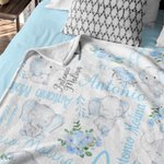 Personalised Floral Cute Elephant Girl Blanket with Name Christmas Birthday Baby Shower Gift for Baby Kid Family
