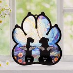 Personalised Dog Silhouette Paw Shape Window Hanging Suncatcher Christmas Ornament with Names Sympathy Memorial Remembrance Gift for Dog Lovers
