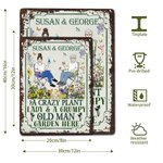 Spersonalizowany Retro Siedzące Postacie z Kreskówek Pionowy Blaszany Znak z Imieniem Dekoracja Drzwi Ogrodowych Prezent Urodzinowy dla Babci Mamy Miłośników Ogrodnictwa