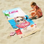 Personalisierte niedlichen Cartoon Schwimmen Kind schnell trocknen weiche überdimensioniert Strand Handtuch mit Namen Sommer Urlaub Strand Party Geburtstag Geschenk für Jungen Mädchen