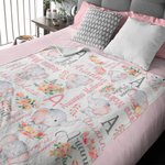 Personalised Floral Cute Elephant Girl Blanket with Name Christmas Birthday Baby Shower Gift for Baby Kid Family