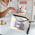 Personifierad symaskin för vintage-blommor Bärbar sminkväska med namn och handledsrem Födelsedagspresent för kvinnor som älskar att sy och pyssla