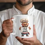 Personalised Cute Cartoon Chef Character Ceramic Mug with Name Cooking Affirmation Birthday Gift for Chef Cooking Lovers