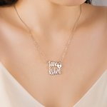 Gepersonaliseerde Hart Paw Print Oneindigheid Hanger Halsketting met Dubbele Namen Sierlijke Sieraden Verjaardag Verjaardagscadeau voor Vrouwen Paar