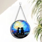 Personalized Dog Silhouette Stained Glass Suncatcher Ornament Home Decor Dog Loss Memorial Gift for Dog Lover