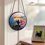 Personalized Dog Silhouette Stained Glass Suncatcher Ornament Home Decor Dog Loss Memorial Gift for Dog Lover